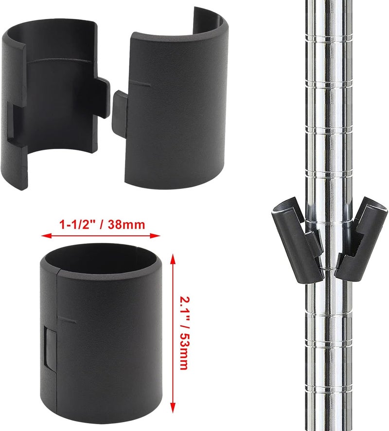Jersvimc 6 Pair(12 Piece) 1-1/2 Inch Wire Shelf Lock Clips, Shelving Plastic Clips Replacement Sleeve Shelf Clips for Wood Metal Wire Shelving Post Pole - Image 4